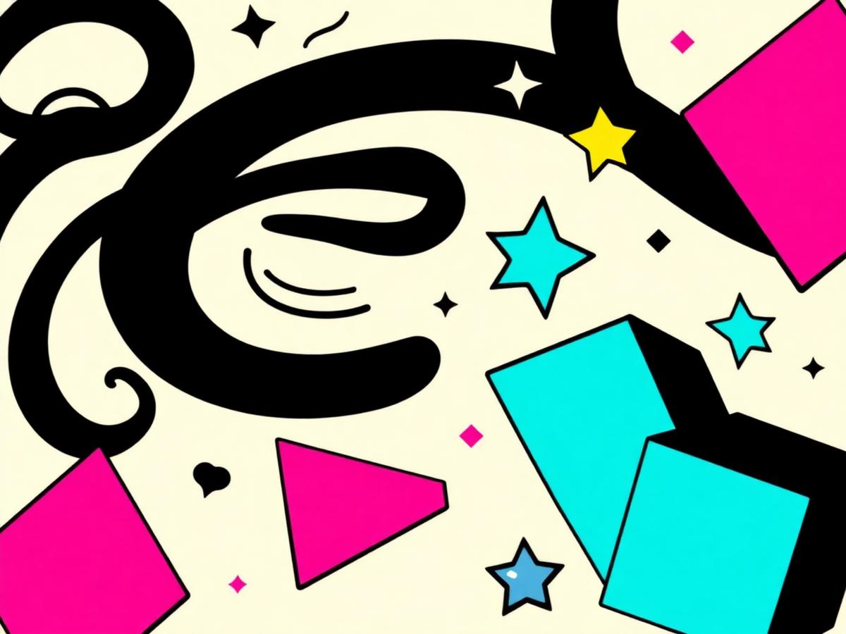 Placeholder: bouncing shapes with motion trails and stars